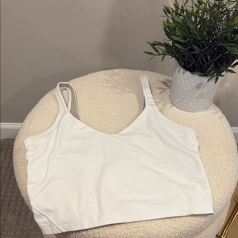 Lululemon Athletica White Fitted Crop Camisole Tank Top
